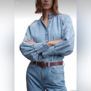 MOVING SALE!! Mango Frill Collar Denim Shirt